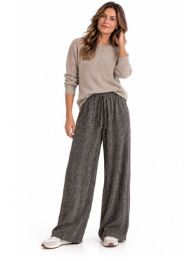 ZARA Gray Black Textured Wide Leg Pull On Pants Size M NWOT